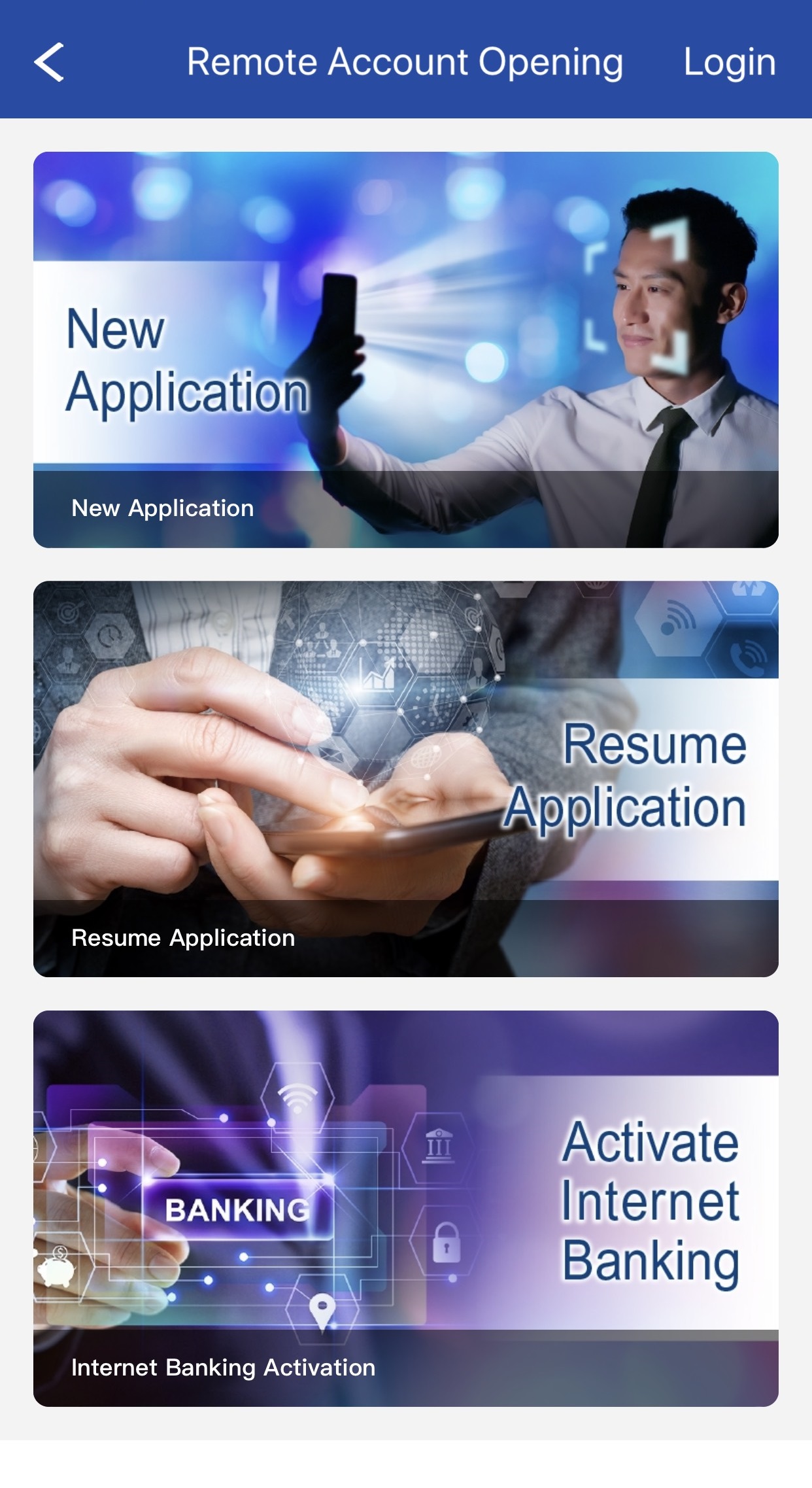 3. press “new application